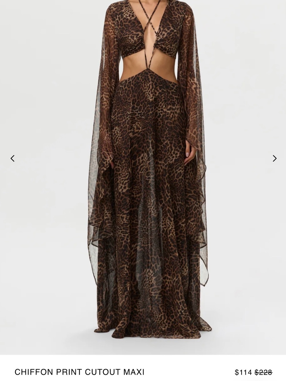 naked wardrobe Brown Leopard Chiffon Cutout Maxi Dress
